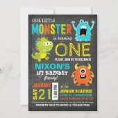 Schattigee enge kleine monsters verjaardag kaart (Voorkant)