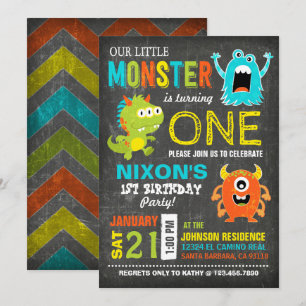 Schattigee enge kleine monsters verjaardag kaart