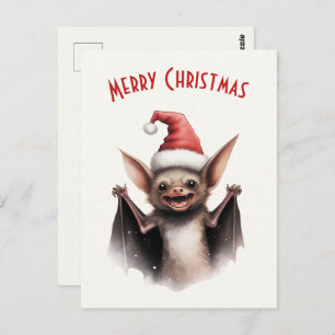 Schattigee enge vleermuis kerstmuts rode poinsetti briefkaart
