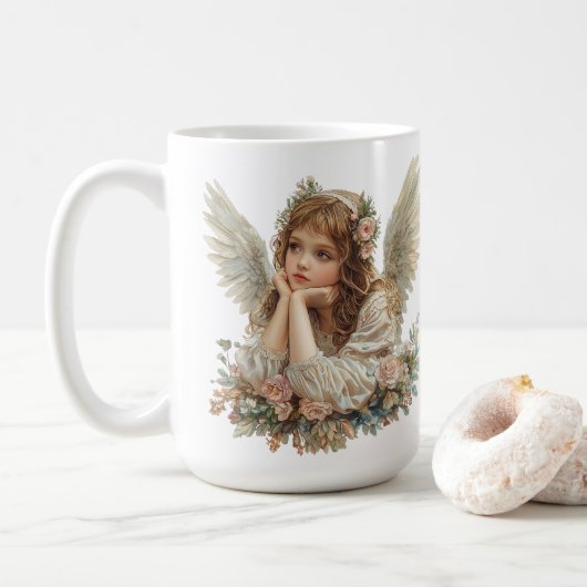 Schattigee engel / cherub / beschermengel koffiemok (Met donut)