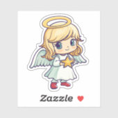 Schattigee engel die een ster vasthoudt sticker (Vel)