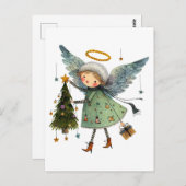 Schattigee engel met een kerstboom briefkaart (Voorkant / Achterkant)