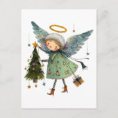 Schattigee engel met een kerstboom briefkaart (Voorkant)