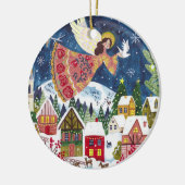 Schattigee engel vrede op aarde Foto Kerstmis Keramisch Ornament (Links)
