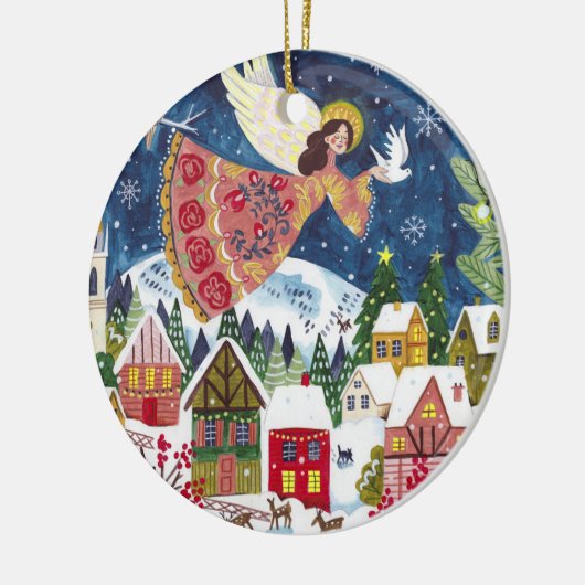 Schattigee engel vrede op aarde Foto Kerstmis Keramisch Ornament (Links)