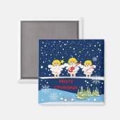 Schattigee engelen vrolijke kerstmagneet magneet (Voorkant / Achterkant)