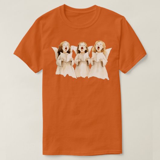 Schattigee engelen zingen t-shirt (Design voorkant)