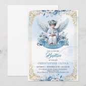 Schattigee engelenblauwe bloemen gouden lijst jong kaart (Voorkant / Achterkant)