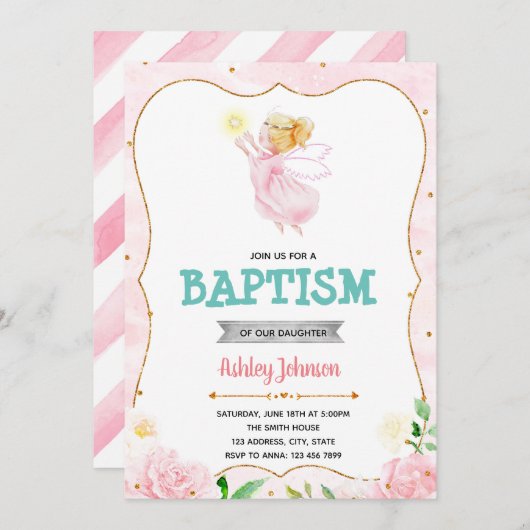 Schattigee engelendoop feestuitnodiging kaart (Voorkant / Achterkant)