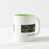 Schattigee engelenkattenogen & kalligrafie tweekleurige koffiemok (Voorkant rechts)