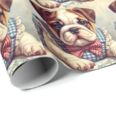 Schattigee Engelse Bulldog Art Cadeaupapier (Rol Hoek)