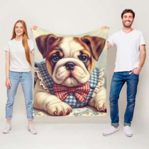 Schattigee Engelse Bulldog Art Fleece Deken