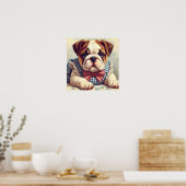 Schattigee Engelse Bulldog Art Poster (Keuken)