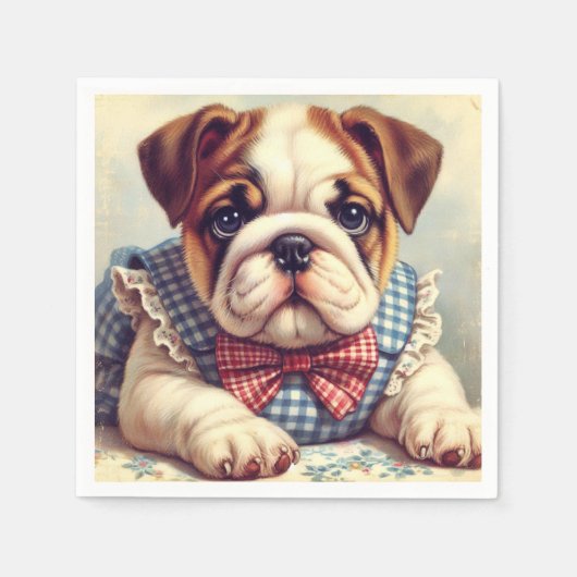 Schattigee Engelse Bulldog Art Servet (Voorkant)