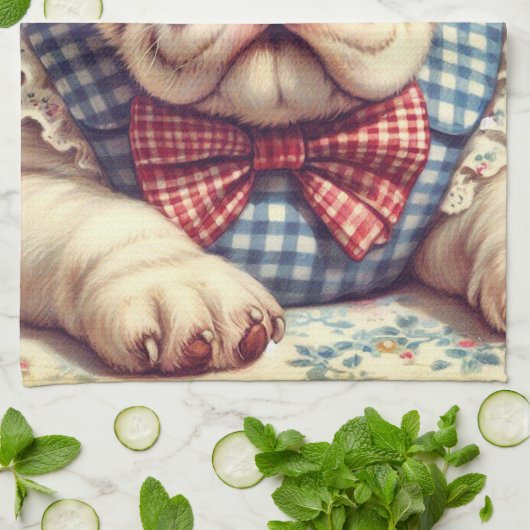 Schattigee Engelse Bulldog Art Theedoek (Gevouwen)