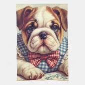 Schattigee Engelse Bulldog Art Theedoek (Verticaal)