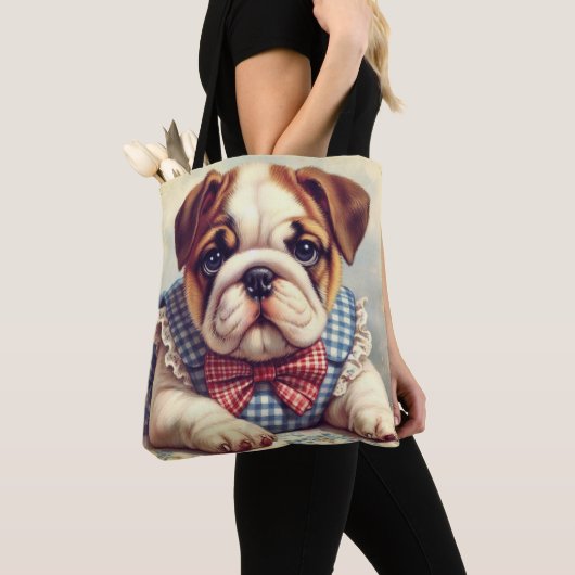 Schattigee  Engelse Bulldog Art Tote Bag (Dichtbij)