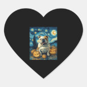 Schattigee Engelse Bulldog Halloween Jack O Lanter Hart Sticker (Voorkant)