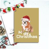 Schattigee Engelse Bulldog in Santa Hat Vrolijk Ke
