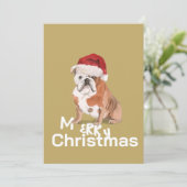 Schattigee Engelse Bulldog in Santa Hat Vrolijk Ke (Staand voorkant)