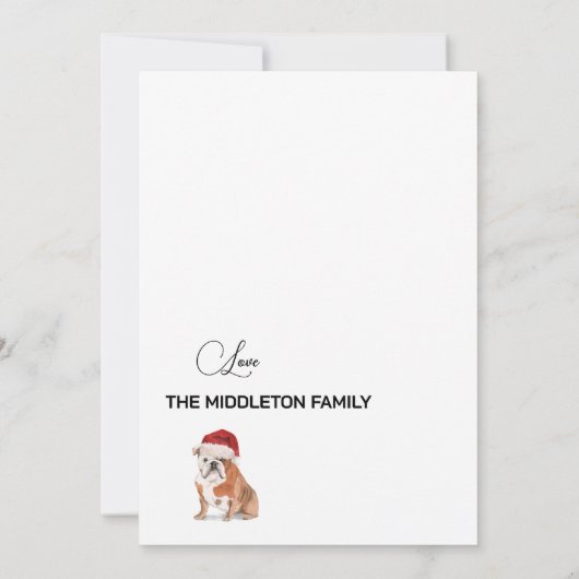 Schattigee Engelse Bulldog in Santa Hat Vrolijk Ke (Achterkant)