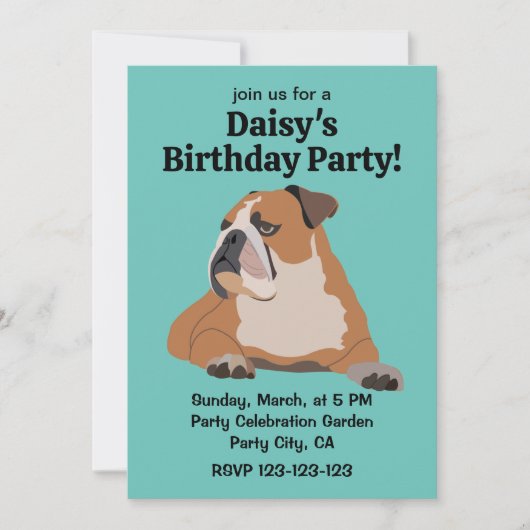 Schattigee Engelse Bulldog Pet Birthday Kaart (Voorkant)