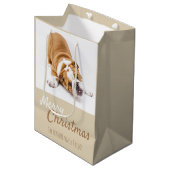 Schattigee Engelse Bulldog Puppy Foto Kerst Medium Cadeauzakje (Voorkant Gekanteld)