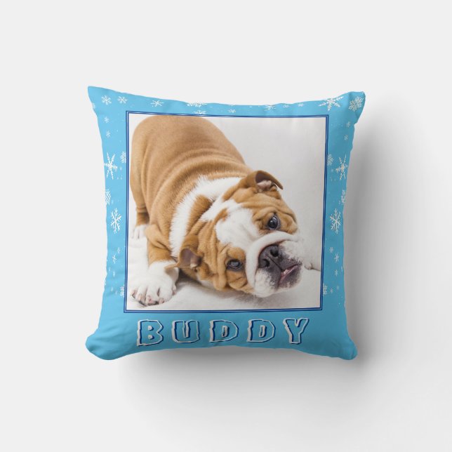 Schattigee Engelse Bulldog Snowflake Kersthond Fot Kussen (Voorkant)