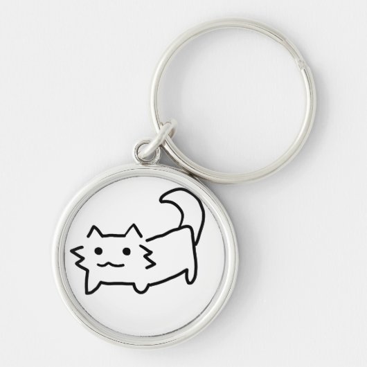 Schattigee enkelvoudige kat sleutelhanger (Voorkant)