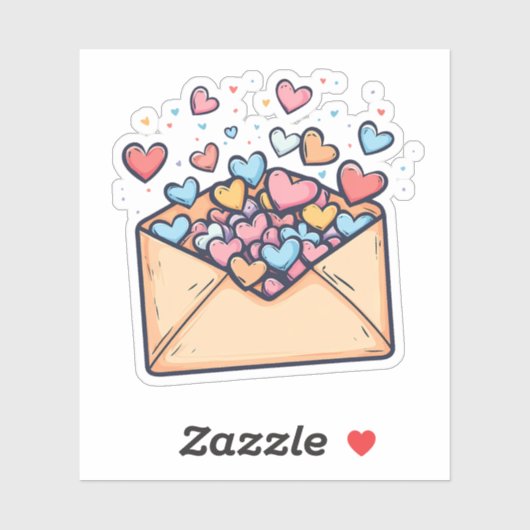 Schattigee envelop vol Valentijnsdag Sticker (Vel)