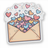 Schattigee envelop vol Valentijnsdag Sticker (Voorkant)