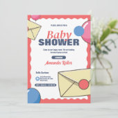 Schattigee Envelope Ballon Baby shower Uitnodiging (Staand voorkant)