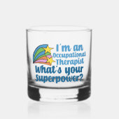 Schattigee ergotherapeut superheld whisky glas (Voorkant)