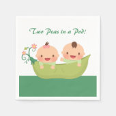 Schattigee erwten in een Pod Twin Baby shower Supp Servet (Voorkant)