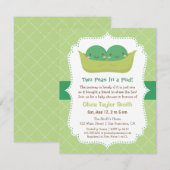 Schattigee erwten in een Pod Twin Baby Shower Uitn Kaart (Voorkant / Achterkant)