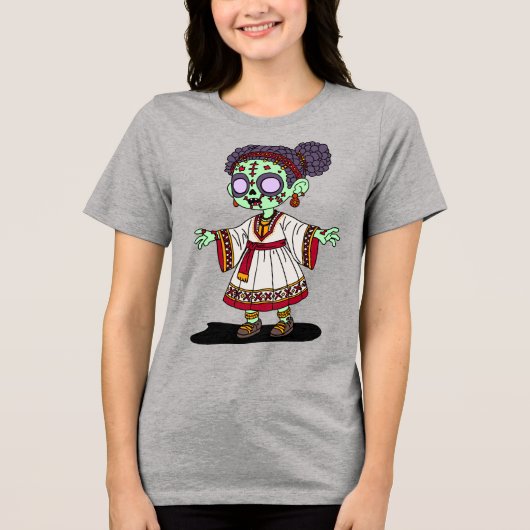 Schattigee Ethiopische zombie Tri-Blend Shirt (Voorkant)