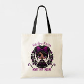 Schattigee etnische Gothic Meisje Paarse Gotische  Tote Bag (Achterkant)