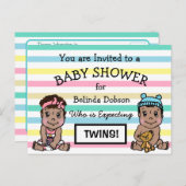 Schattigee Etnische Tweelingen Uitnodigingen voor  (Voorkant / Achterkant)