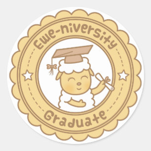 Schattigee Ewe University Afstuderen Sheep Pun Hum Ronde Sticker