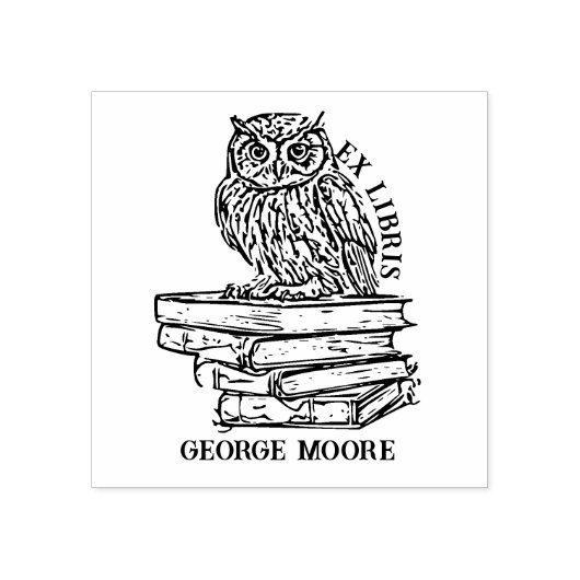 Schattigee Ex Libris Owl Bookplate Rubberstempel (Afrduk)