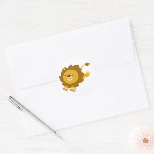 Schattigee extatische Cartoon Leeuw Sticker (Envelop)