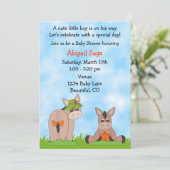 Schattigee ezel Baby shower uitnodiging voor jonge (Staand voorkant)