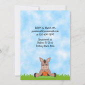 Schattigee ezel Baby shower uitnodiging voor jonge (Achterkant)