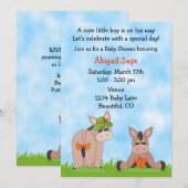 Schattigee ezel Baby shower uitnodiging voor jonge (Voorkant / Achterkant)