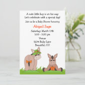 Schattigee ezel Baby shower uitnodiging voor jonge (Staand voorkant)