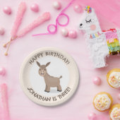 Schattigee ezel gepersonaliseerde cartoon verjaard papieren bordje (Feest)