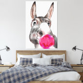 Schattigee ezel met kauwgom cartoon canvas afdruk (Insitu (Slaapkamer))