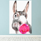 Schattigee ezel met kauwgom cartoon canvas afdruk (Insitu (Houten vloer))