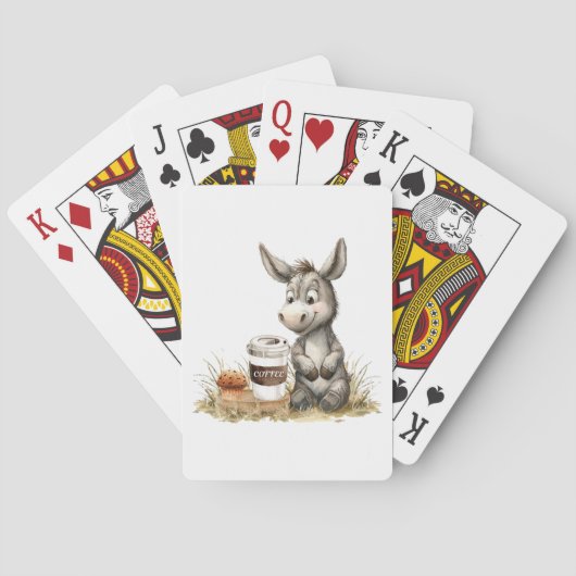 Schattigee ezel met koffiespeelkaarten pokerkaarten (Achterkant)