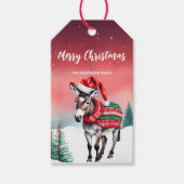 Schattigee Ezel pony Kerstfeest Sneeuw kind Cadeaulabel (Voorkant)